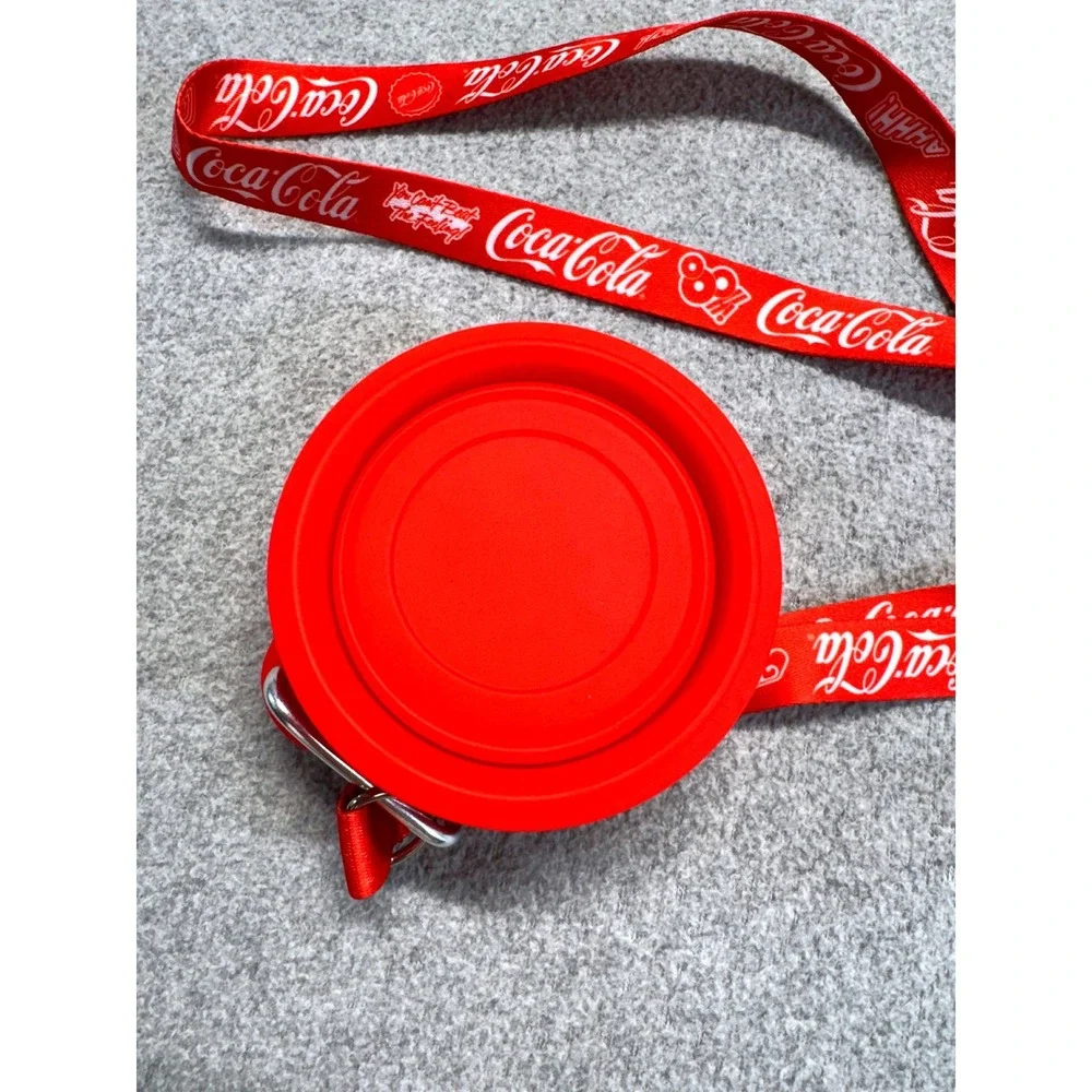 Coca-Cola Collapsible Travel Cup Unisex OS Red Silicone Lanyard Set Retro Gear